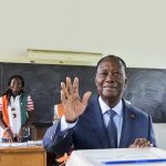 Alassane Ouattara, lors des élections locales, le 13 octobre. © SIA KAMBOU/AFP