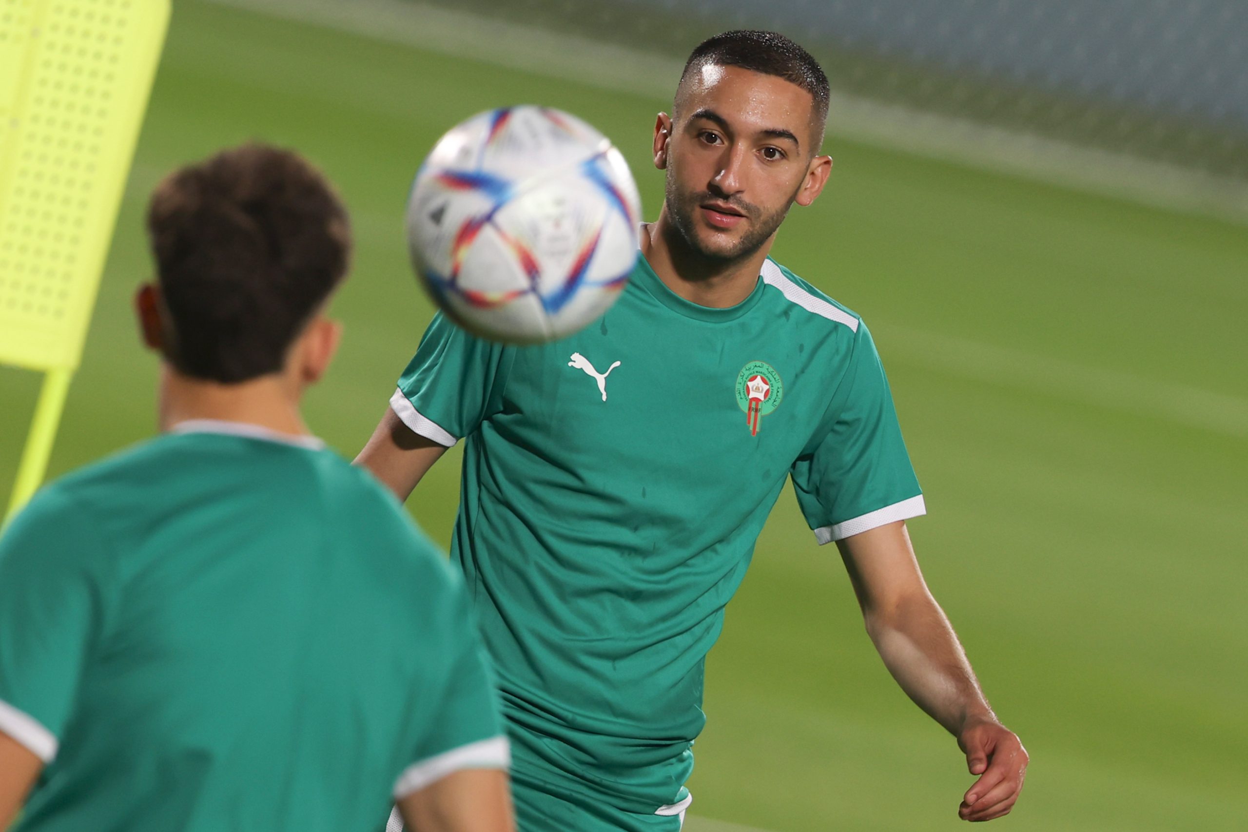 FBL-WC-2022-TRAINING-MAR © L’international marocain Hakim Ziyech au Qatar le 16 novembre 2022.