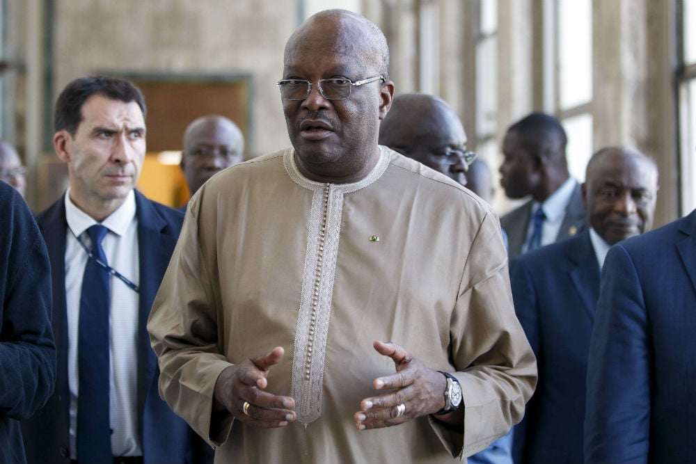 Roch Marc Christian Kaboré au siège européen des Nations unies, à Genève, le 16 octobre 2017. &copy; Salvatore Di Nolfi/AP/SIPA