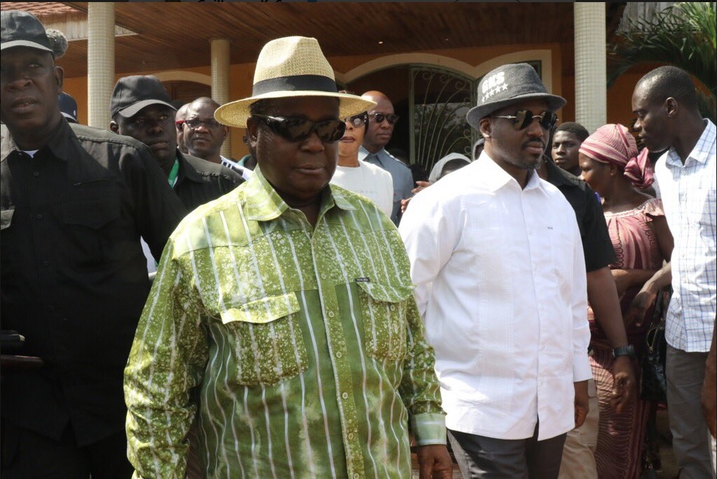 Henri Konan Bédié (à g.) et Guillaume Soro lors de leur rencontre à Daoukro les 23 et 24 février 2019. &copy; Twitter officiel Guillaume Soro