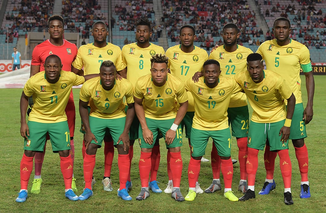 L'équipe camerounaise avant son match amical contre la Tunisie, le 12 octobre 2019, à Rades &copy; FETHI BELAID/AFP