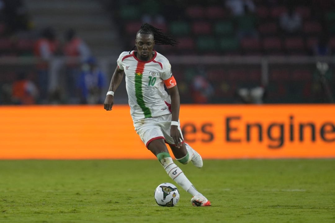 Bertrand Traoré lors du match du Burkina Faso contre le Cameroun lors de la CAN, au stade Paul-Biya, à Yaoundé, le 9 janvier 2022. &copy; ULRIK PEDERSEN/AFP