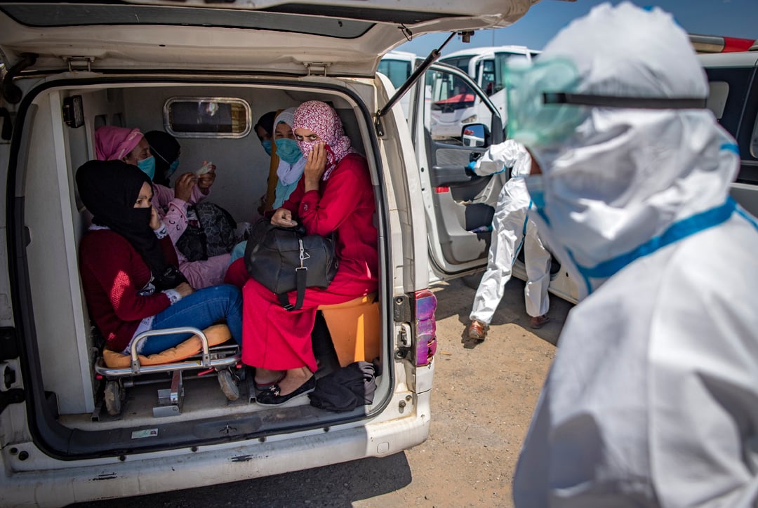 Vendredi 19 juin, plus de 500 contaminations au Covid-19 ont été recensées au Maroc, contre une centaine par jour en moyenne habituellement. Ici à Moulay-Bousselham, au nord de Rabat, le 20 juin 2020. &copy; FADEL SENNA / AFP