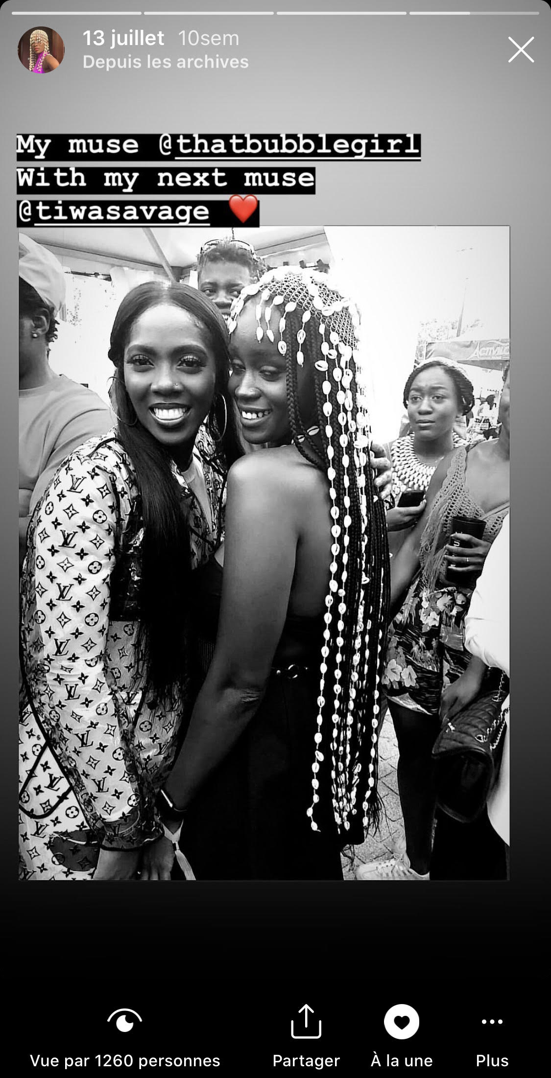 Tiwa Savage et la muse de Lafalaise Dion lors de l'édition 2019 du Festival Afropunk Paris &copy; Capture Story Instagram/Lafalaise Dion