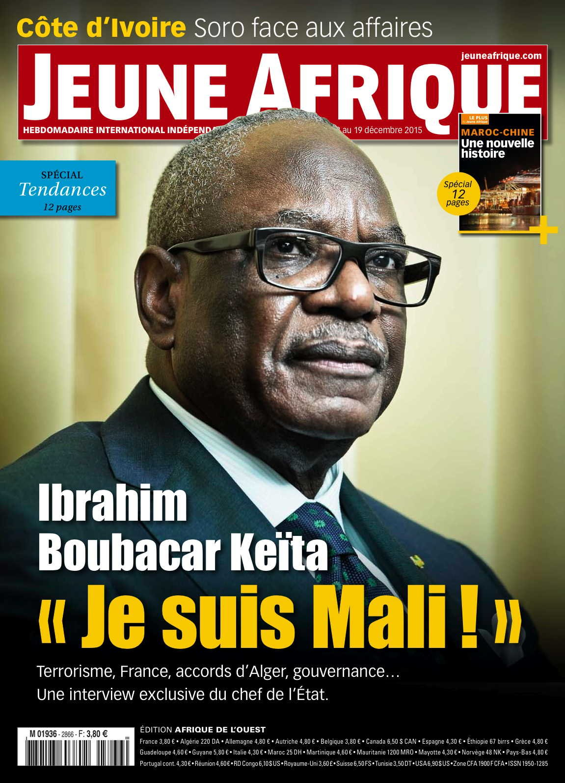 Jeune Afrique 2866, du 13 au 19 décembre 2015. &copy; JA