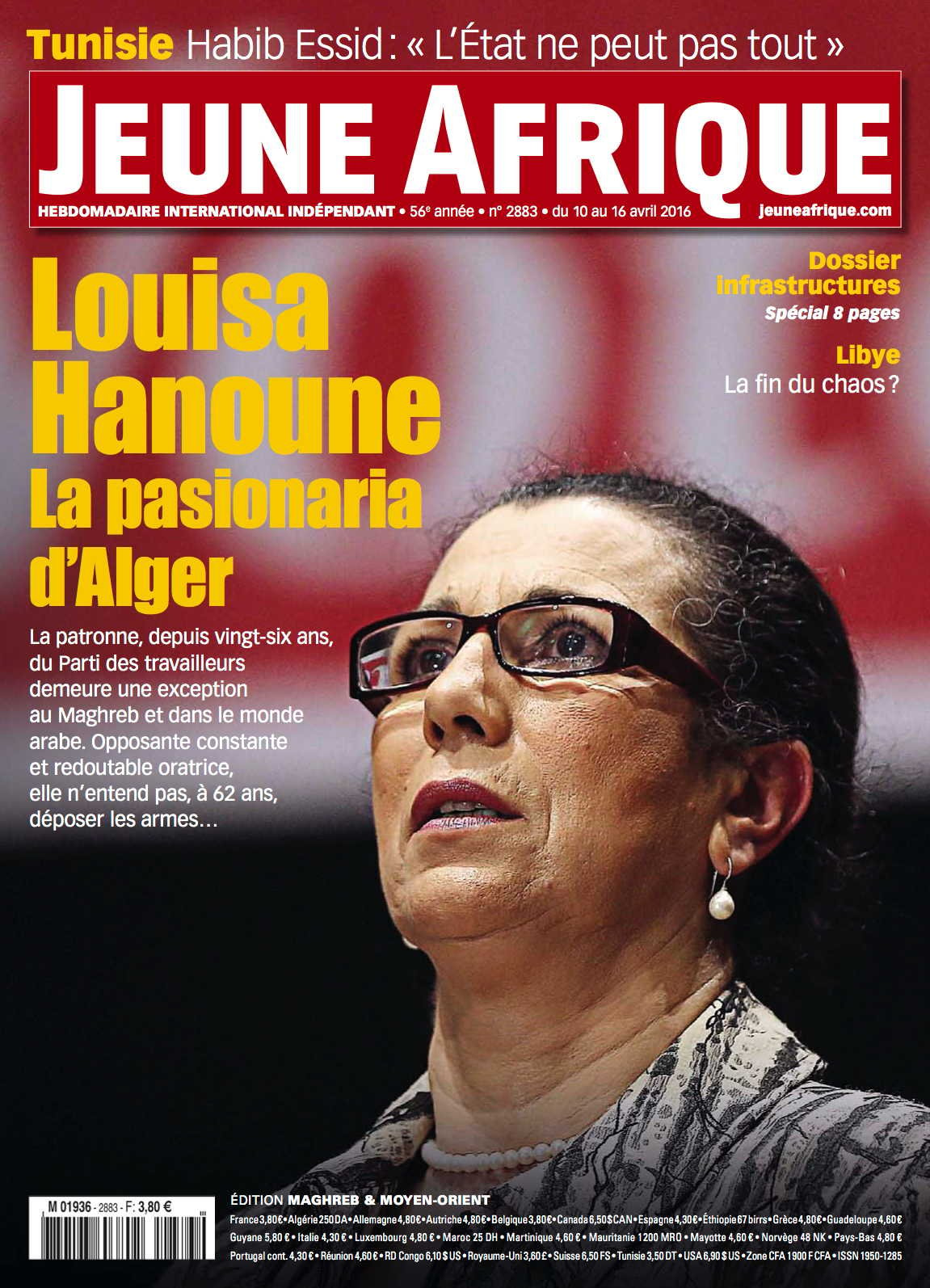 Jeune Afrique n°2883, du 10 au 17 avril 2016. &copy; J.A.