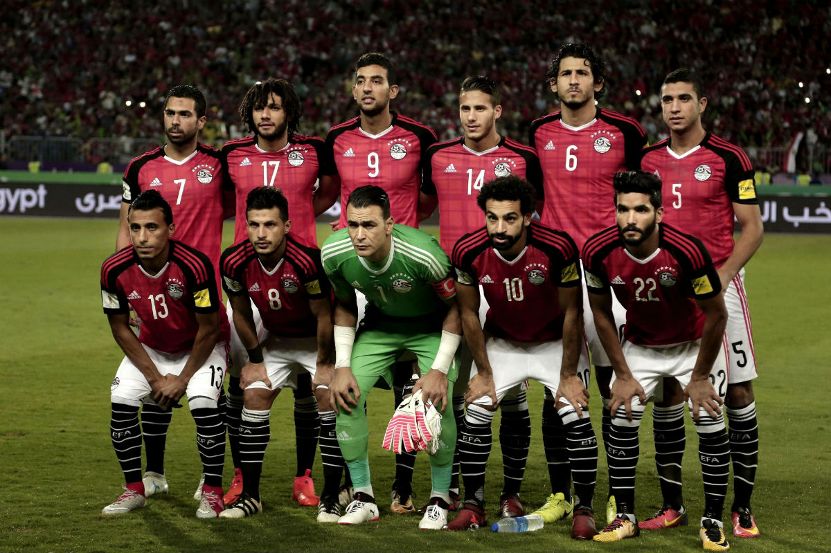 L'équipe national égyptienne, le 8 octobre 2017. &copy; Nariman El-Mofty/AP/SIPA