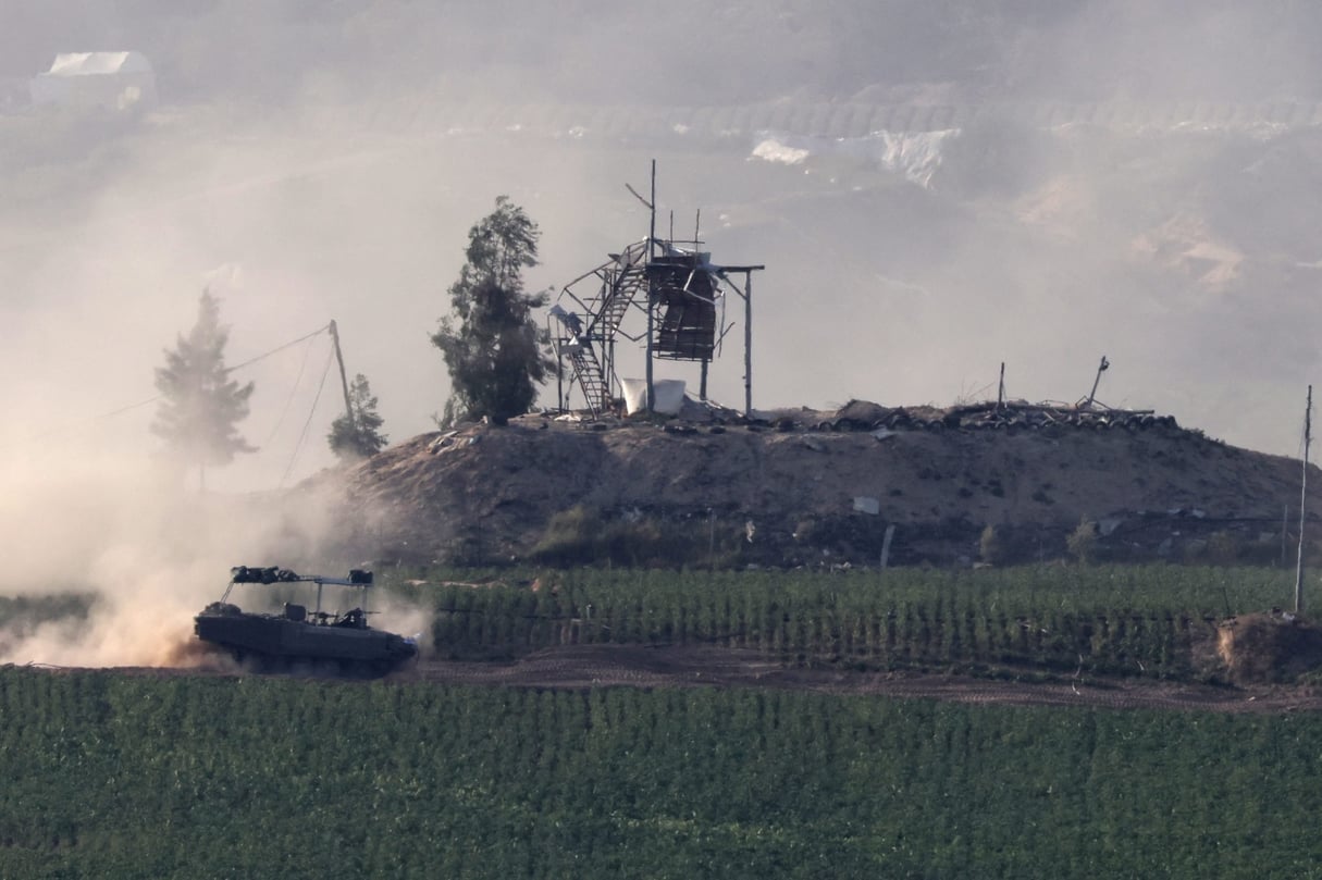 Char israélien à la frontière avec la bande de Gaza, le 30 octobre 2023. © JACK GUEZ / AFP.