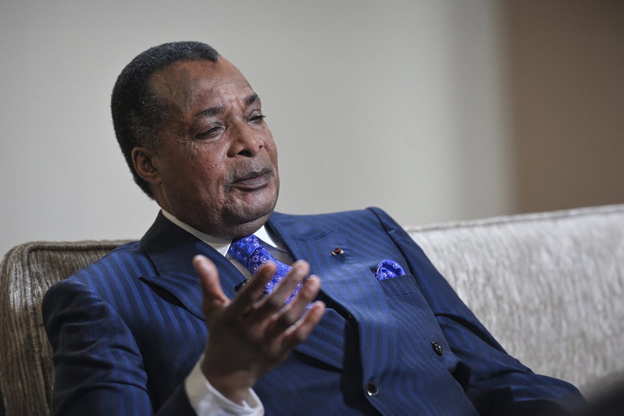 Le président congolais Denis Sassou Nguesso, lors d’une interview accordée à Ria Novosti, le 26 juin 2024, au moment de sa visite d’État en Russie. © Kirill Zykov/SPUTNIK/SIPA