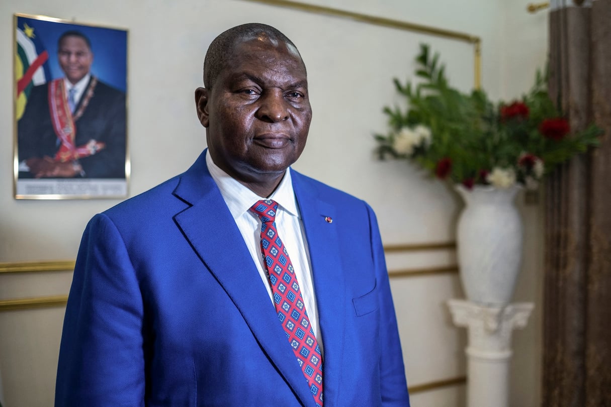 Le président centrafricain, Faustin-Archange Touadéra, au palais présidentiel de Bangui, le 9 août 2023.