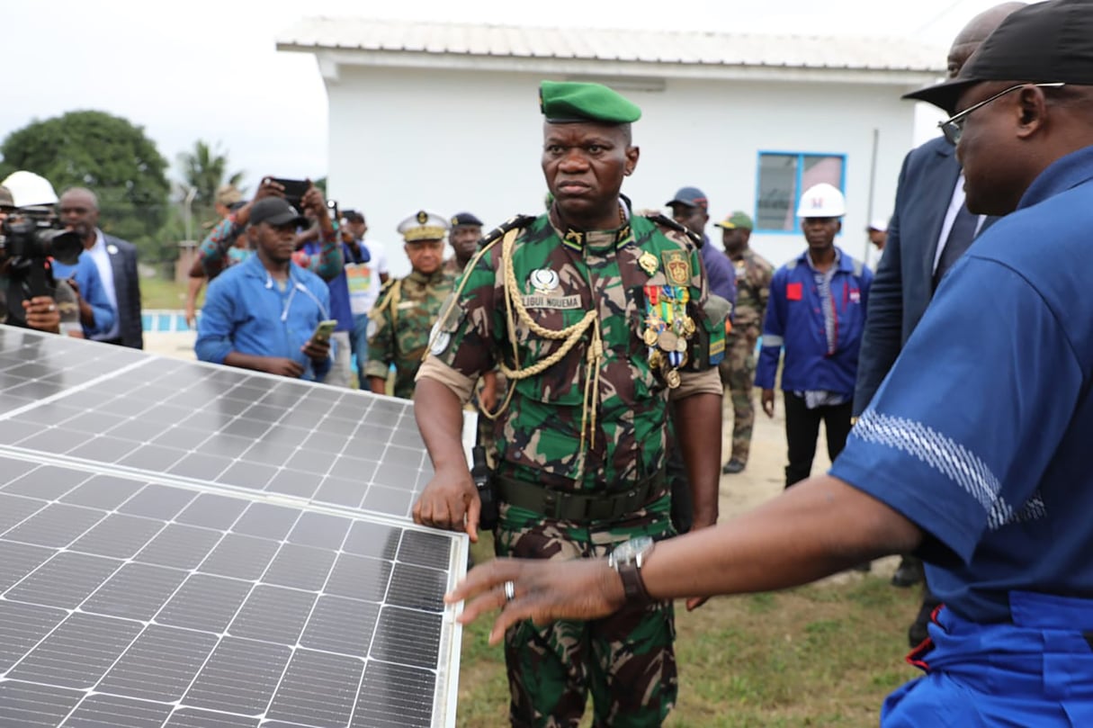 Le général Brice Clotaire Oligui Nguema, lors de l’inauguration de la mini centrale électrique d’Aboumi, le 19 juillet 2024. © Présidence de la République du Gabon