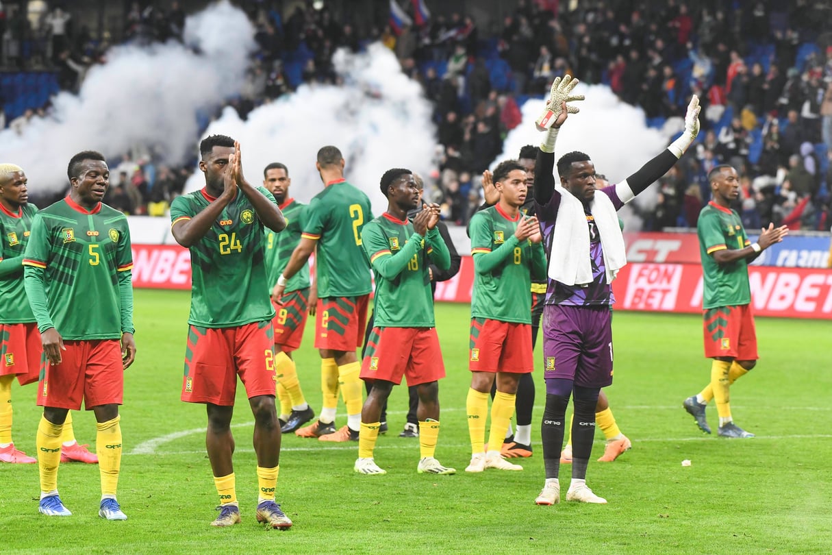 Les Lions Indomptables lors du match amical contre la Russie à Moscou, le 12 juillet 2024. © Daniel Felipe Kutepov / SOPA / SIPA