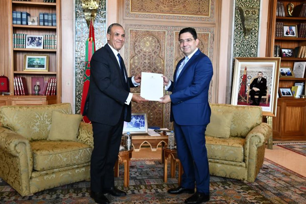 Le ministre des Affaires étrangères du Maroc, Nasser Bourita (à droite), et son homologue égyptien, Badr Abdelatty, à Rabat, le 28 mai 2025. © DR