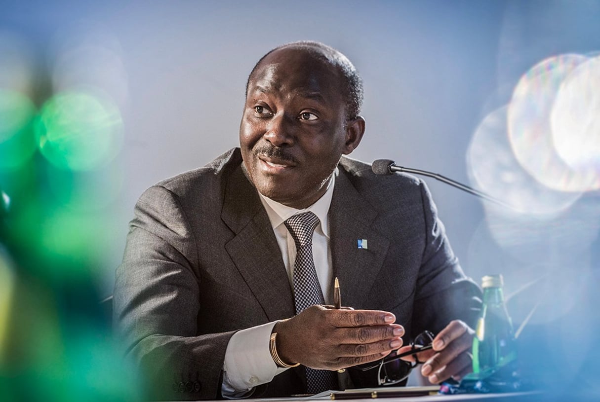 Le Gabonais Henri-Claude Oyima, fondateur du Groupe BGFI Bank, à Abidjan, en mars 2016. © Eric Larrayadieu/AFRICA CEO FORUM