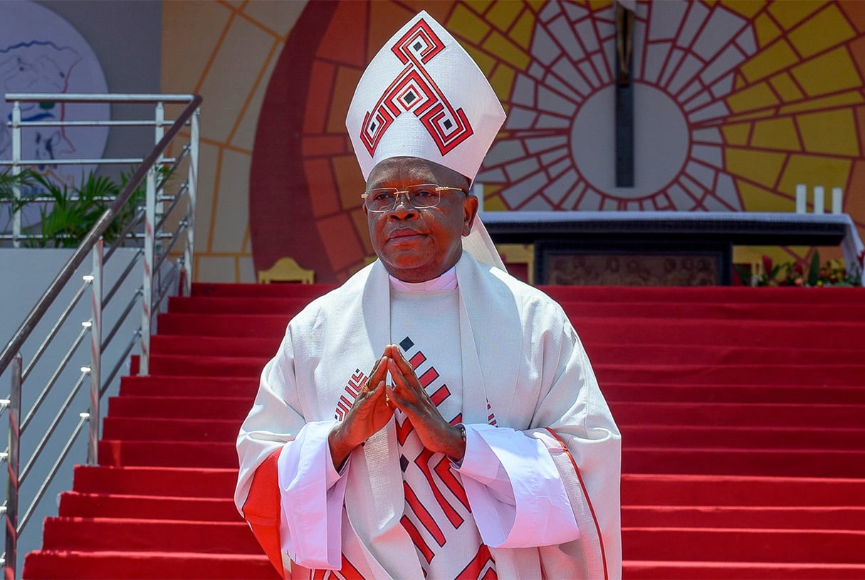 Le cardinal Fridolin Ambongo, à Kinshasa, le 1er février 2023. © Arsene Mpiana / AFP