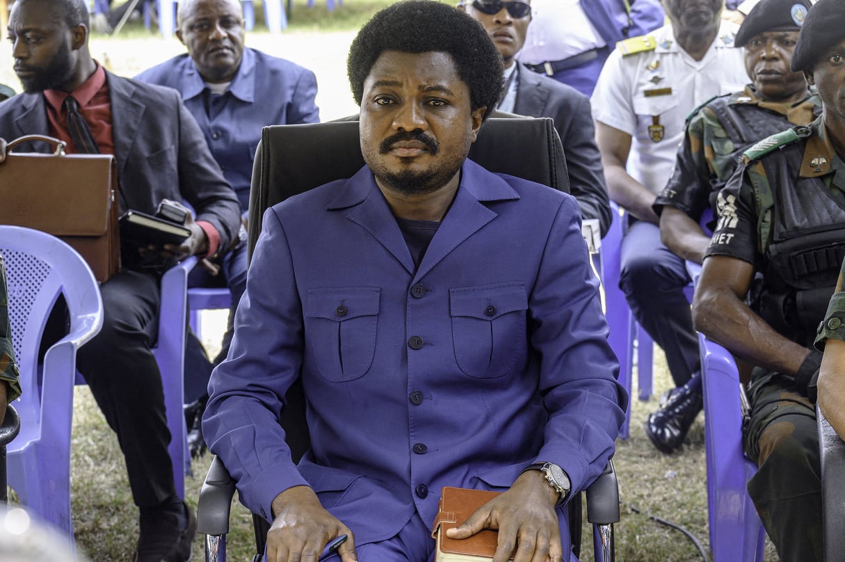 Le ministre de la Justice de RDC, Constant Mutamba, à la prison de Ndolo, à Kinshasa, le 8 août 2024. © Hardy Bope/AFP