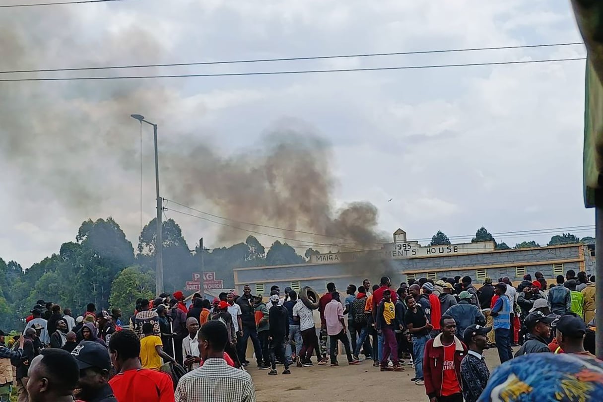 Protestation contre le gouverneur Hillary Barchok, dans le comté de Bomet, le 11 juillet 2024. © X The Nairobi Times