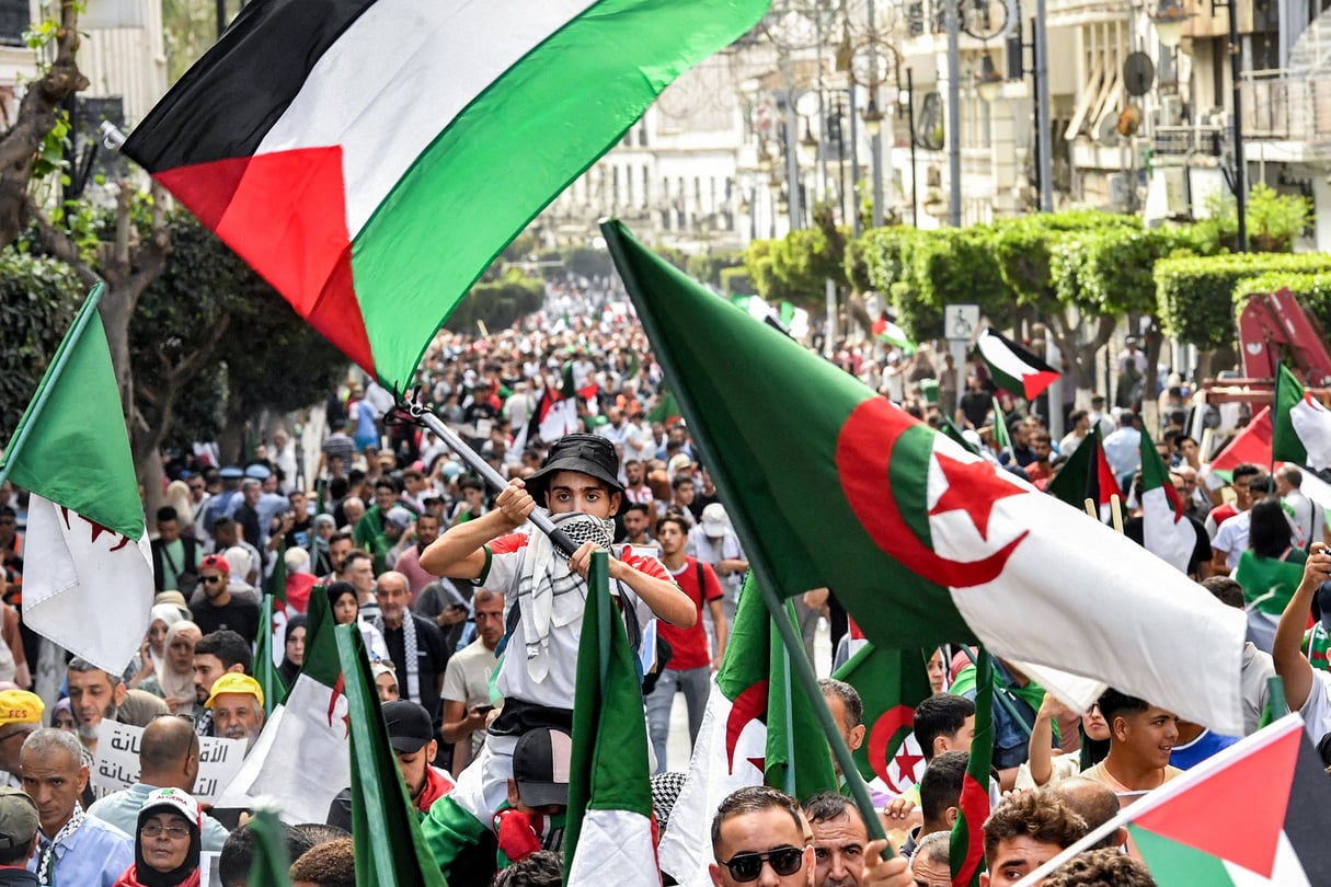 Manifestation en soutien à la Palestine, à Alger, le 19 octobre 2023. © AFP