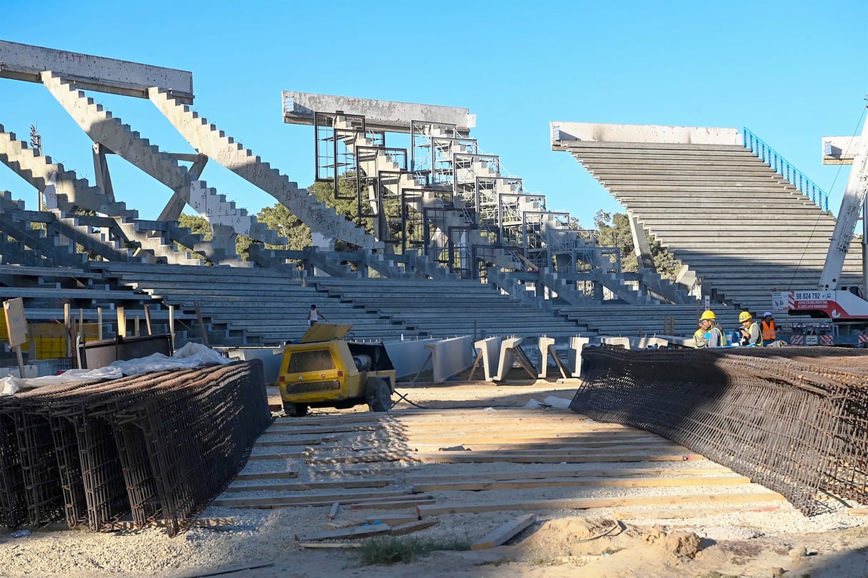 Avancement des travaux du stade d’El-Menzah, le 15 novembre 2023. © Présidence de la République de Tunisie