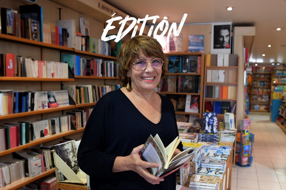 Elisabeth Daldoul, la fondatrice de la maison d’édition Elyzad, à Tunis. © Montage JA; FETHI BELAID/AFP