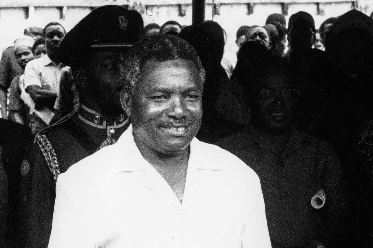 Ali Hassan Mwinyi, président de la Tanzanie de 1985 à 1995 (ici à Dar es-Salaam, en octobre 1985). © Photo by AFP