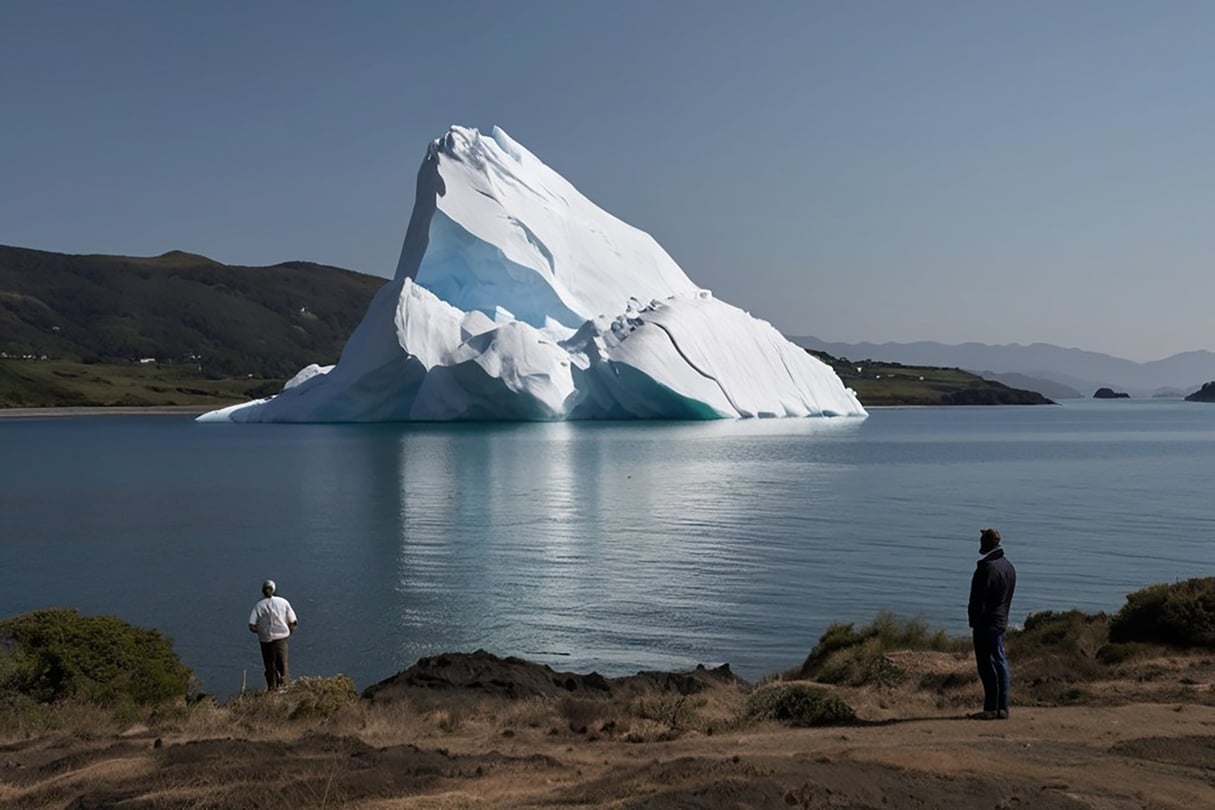 Un premier morceau d'iceberg a été transporté au Cap-Vert en guise d'essai. &copy; Hal 9000