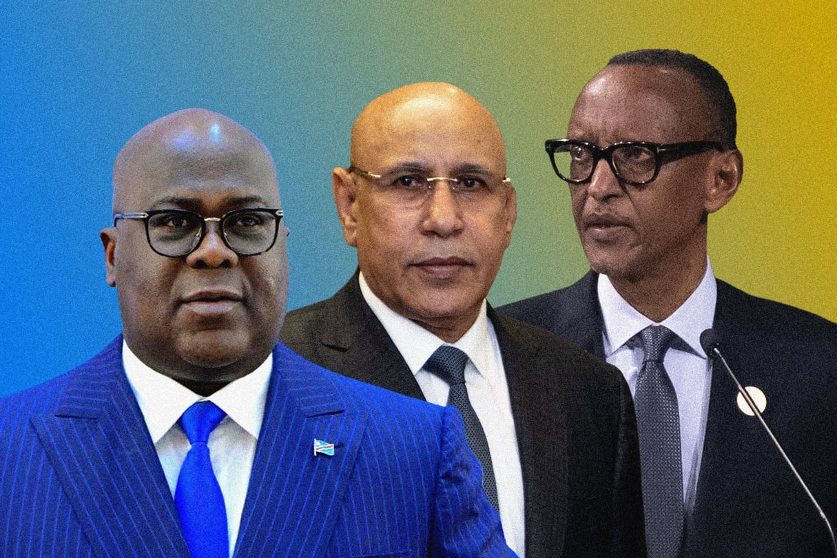 Félix Tshisekedi, Mohamed Ould Cheikh El Ghazouani  et Paul Kagame. © Photomontage : JA