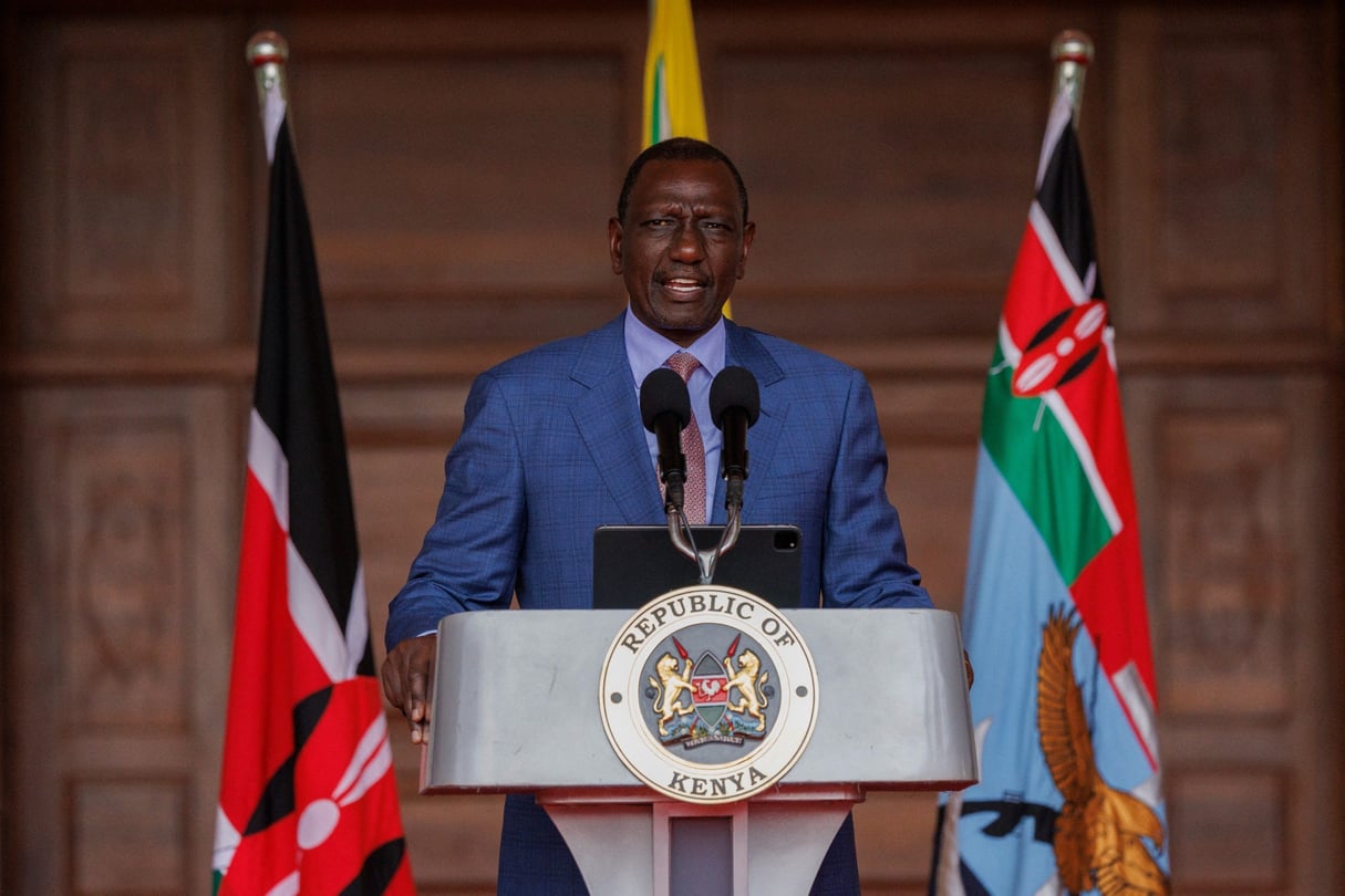 Le président kényan, William Ruto, lors de sa conférence de presse du 19 juillet 2024 à Nairobi. © SIMON MAINA / AFP