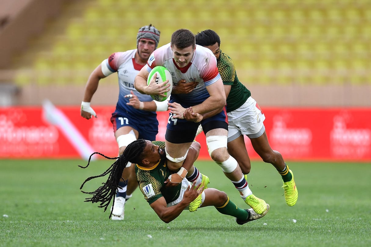 La série mondiale masculine de rugby à sept,  le 23 juin 2024 à Monaco © Valerio Pennicino/Getty Images via AFP