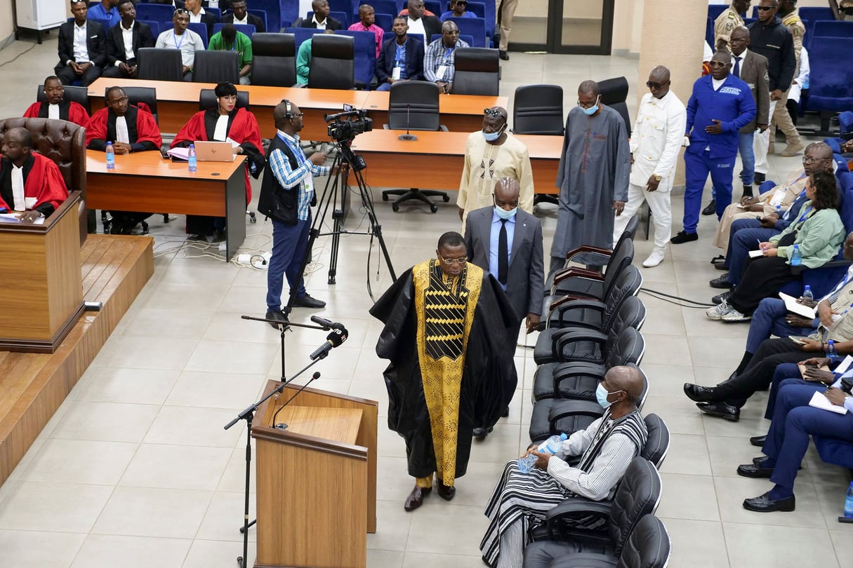 Moussa Dadis Camara, lors de l’énoncé du jugement, le 31 juillet à Conakry. © REUTERS/Souleymane Camara