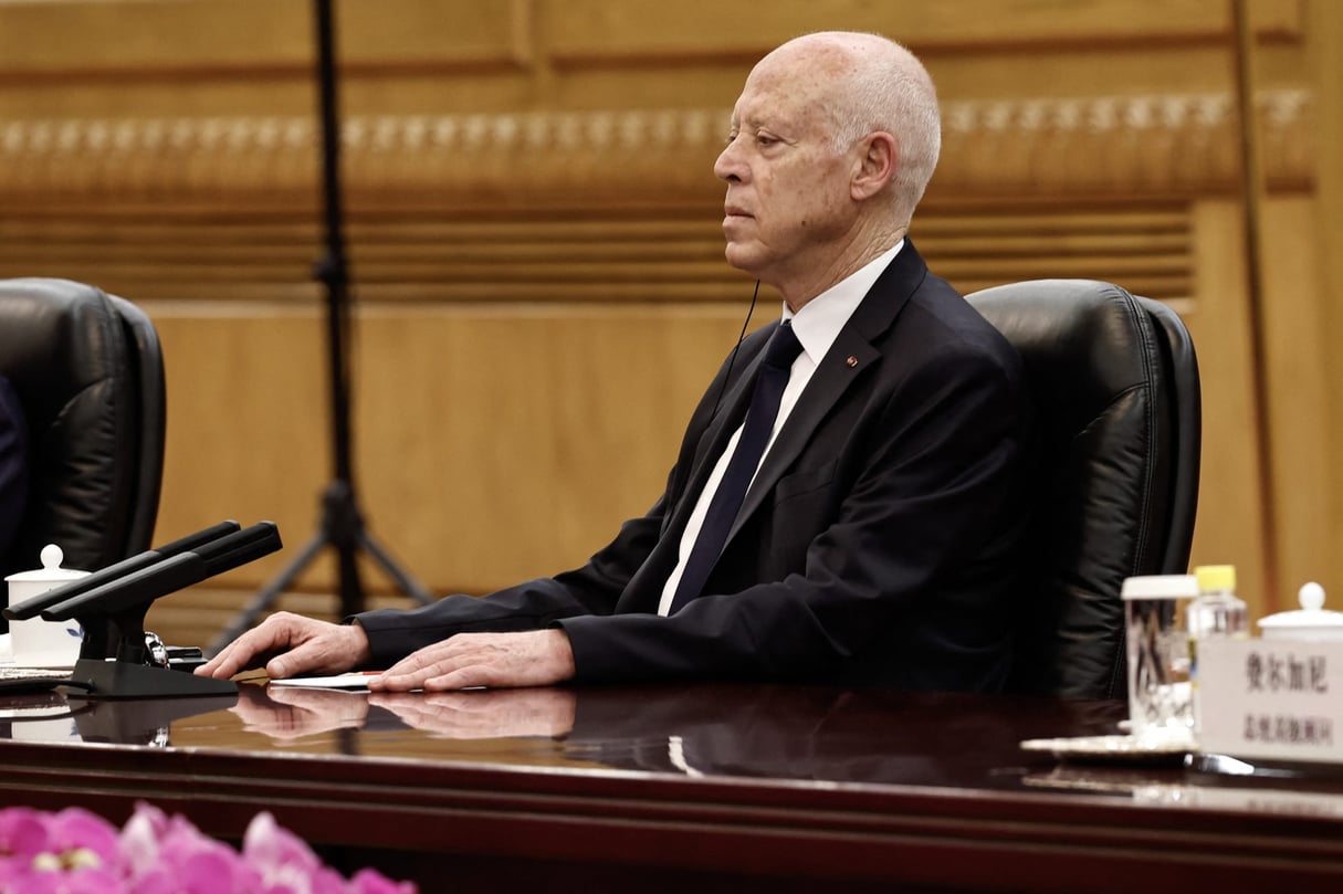 Le président tunisien Kaïs Saïed, à Pékin, le 31 mai 2024. © TINGSHU WANG / POOL / AFP