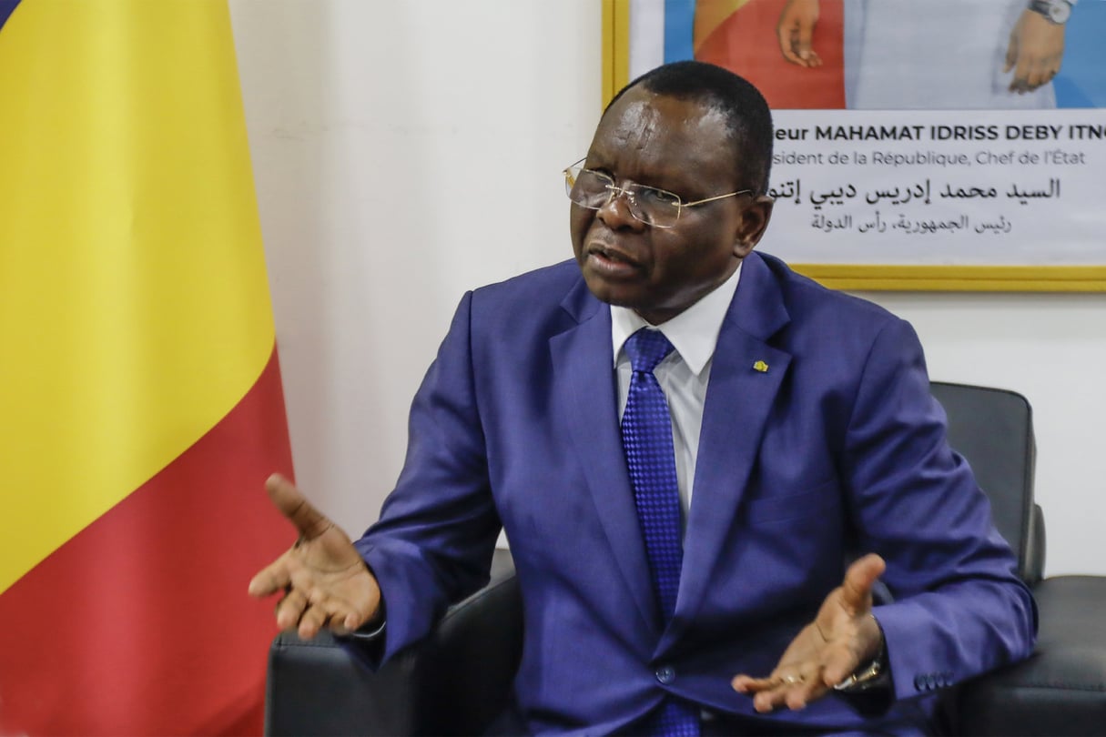 Allamaye Halina, le Premier ministre du Tchad, lors de l’interview accordée à Jeune Afrique, le 22 juillet 2024. © Denis Sassou GUEIPEUR pour JA