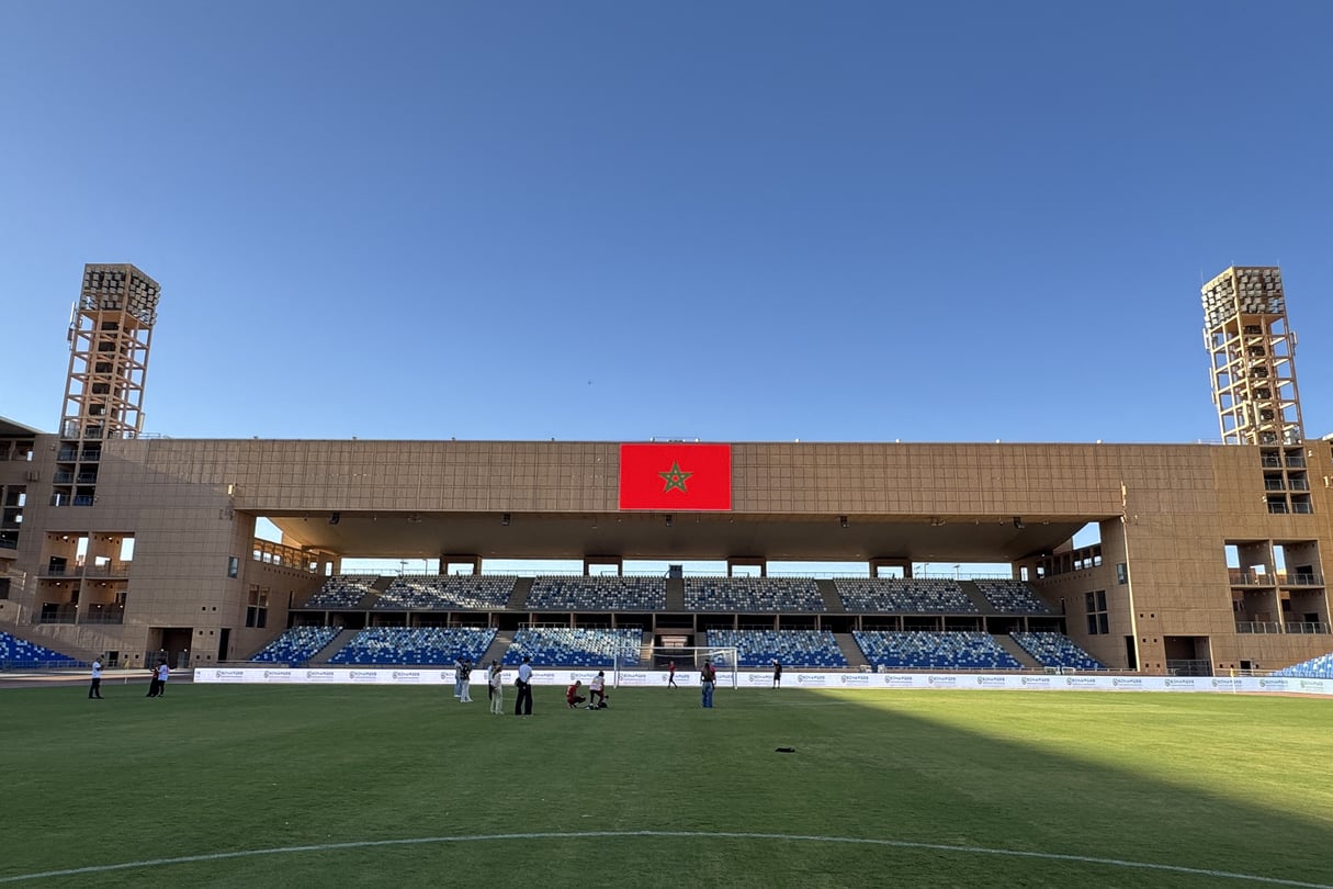  Une vue du stade de Marrakech, au Maroc, met en évidence le mélange unique de riche patrimoine culturel et d'infrastructures modernes qui fait de la ville une candidate sérieuse pour accueillir la Coupe d'Afrique des Nations 2025 et la Coupe du Monde de la FIFA 2030, le 2 septembre 2025.