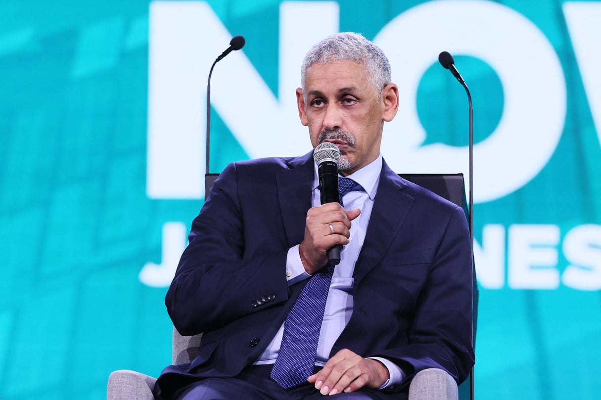 Sidi Ould Tah, président de la Banque africaine de développement, à Johannesburg, en Afrique du Sud, le 21 novembre 2025.