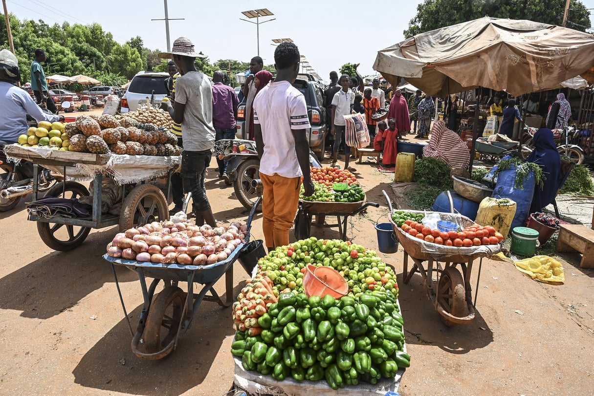 Sur le marché de Niamey, au Niger, en septembre 2023. © AFP.