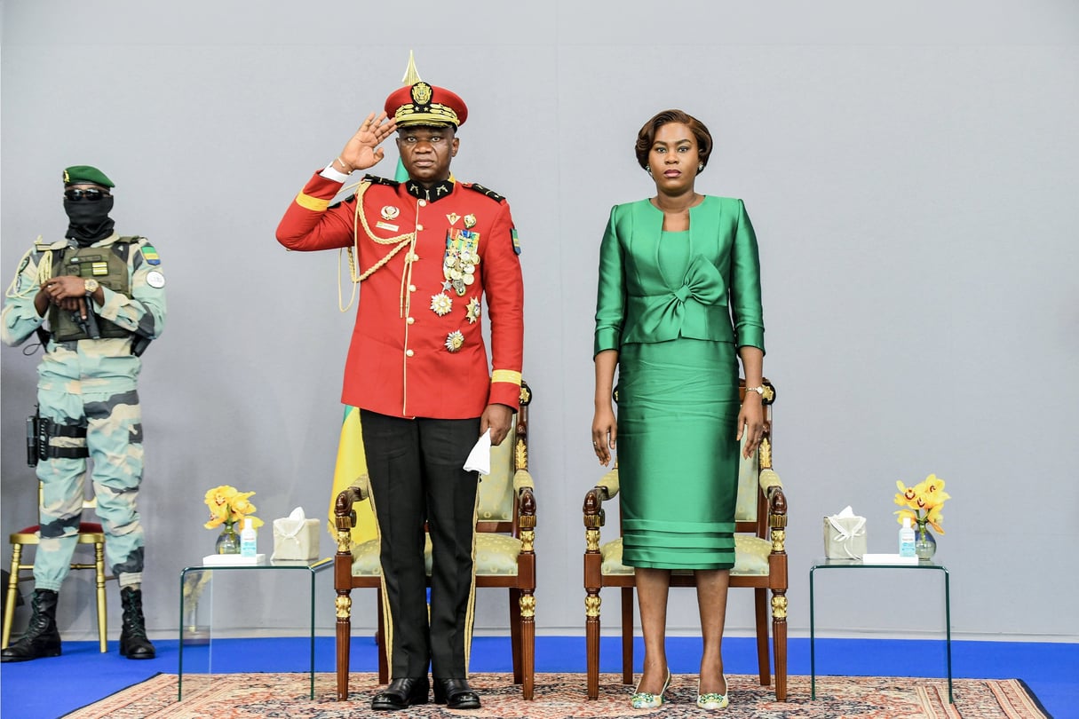 Brice Clotaire Oligui Nguema et son épouse, Zita Oligui Nguema, le 4 janvier 2024. © Présidence de la République gabonaise