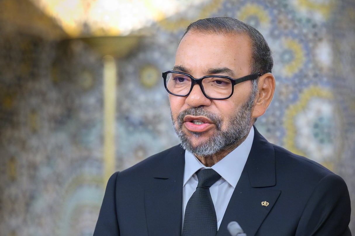 Mohammed VI durant son discours à l’occasion du 25e anniversaire de la fête du Trône, le 29 juillet 2024. © MAP