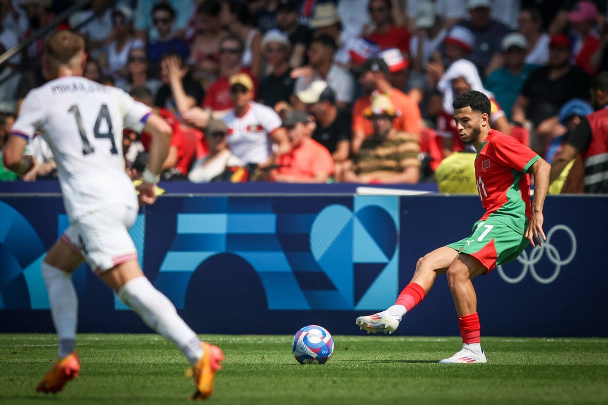 Jeux Olympiques de Paris 2024 entre le Maroc U23 et les États-Unis U23 – Quart de finale au Parc des Princes à Paris, France, le 2 août 2024. © Ayman Aref / NurPhoto / NurPhoto via AFP