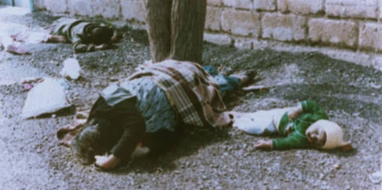Le 16 mars 1988, environ 5 000 Kurdes irakiens, en majorité des femmes et des enfants, étaient tués par des gaz de combat répandus par l’armée irakienne de Saddam Hussein à Halabja, dans le nord-est du pays. © AP/SIPA
