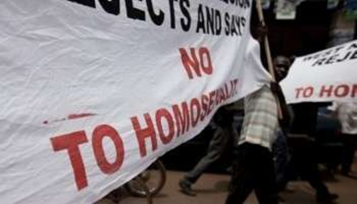 Manifestation contre l’homosexualité, le 14 février 2010, près de Kampala, en Ouganda © AFP