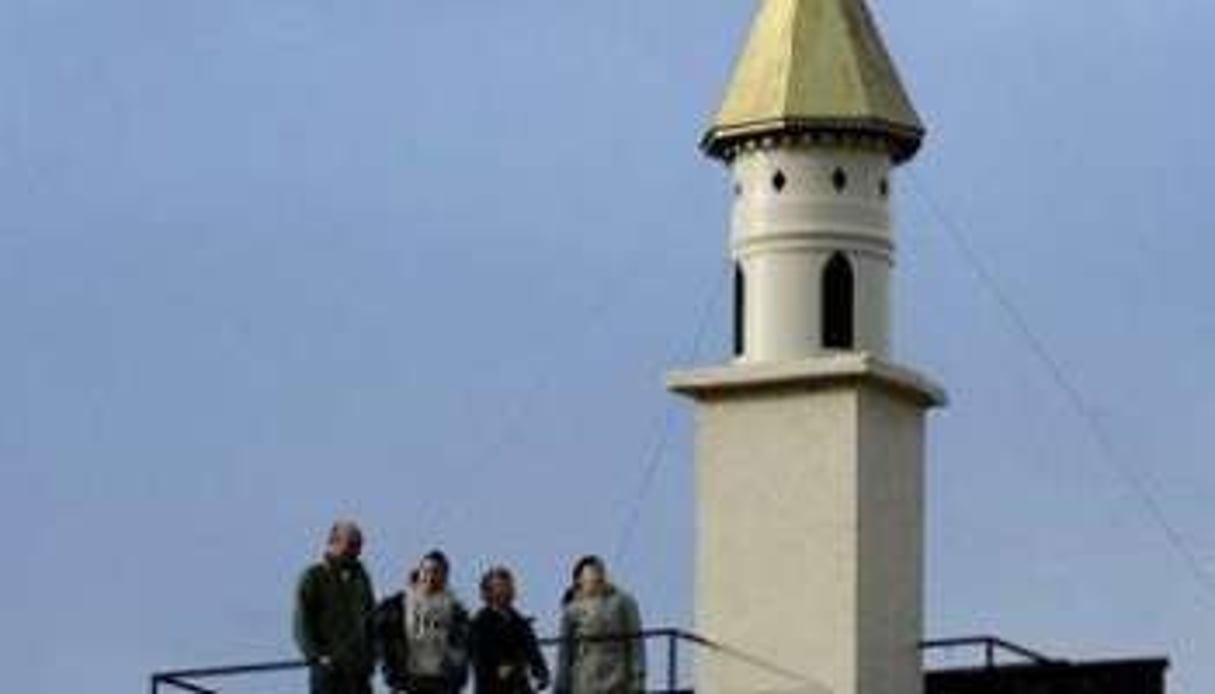 Un faux minaret érigé par un Suisse en guise de protestation près de Lausanne © AFP