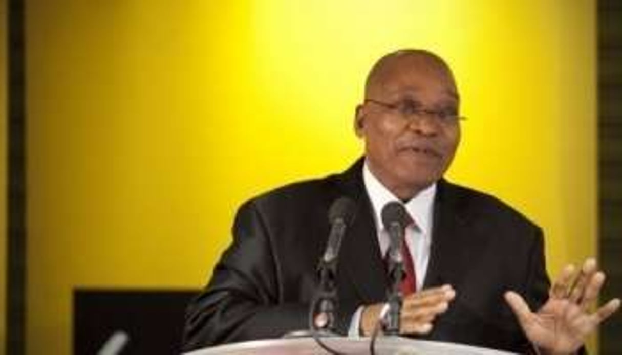 Le président sud-africain Jacob Zuma, lors d’une conférence de presse, le 4 mars à Londres. © AFP