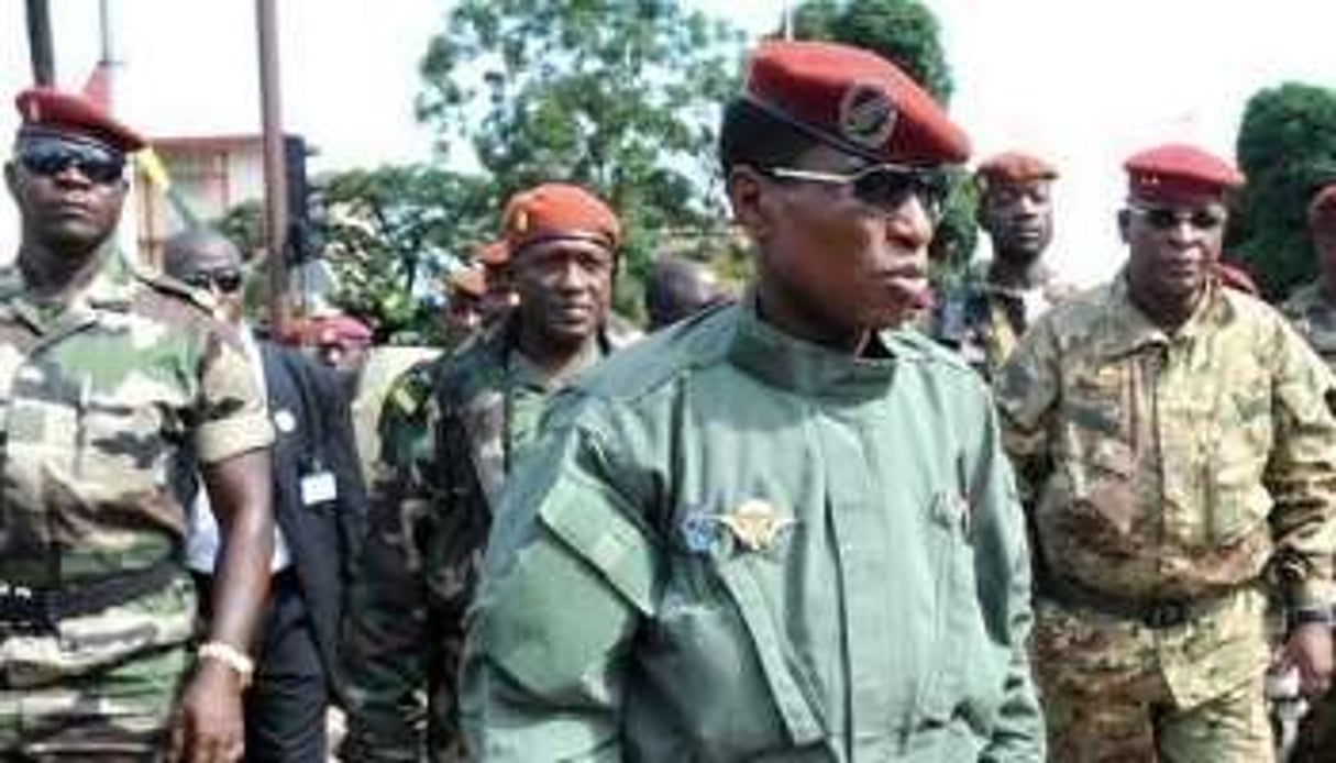 Moussa Dadis Camara, alors qu’il était encore l’homme fort de Guinée, le 2 octobre à Conakry. © AFP