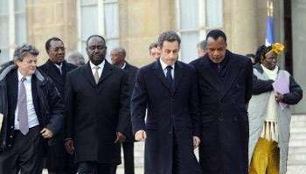 Nicolas Sarkozy, Denis Sassou Nguesso, François Bozizé et Idriss Déby à l’Élysée, fin 2009. © AFP