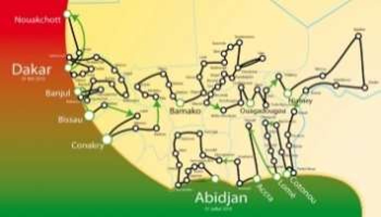 La Caravane de l’intégration traversera 12 États et 90 villes d’Afrique de l’Ouest. © Africable