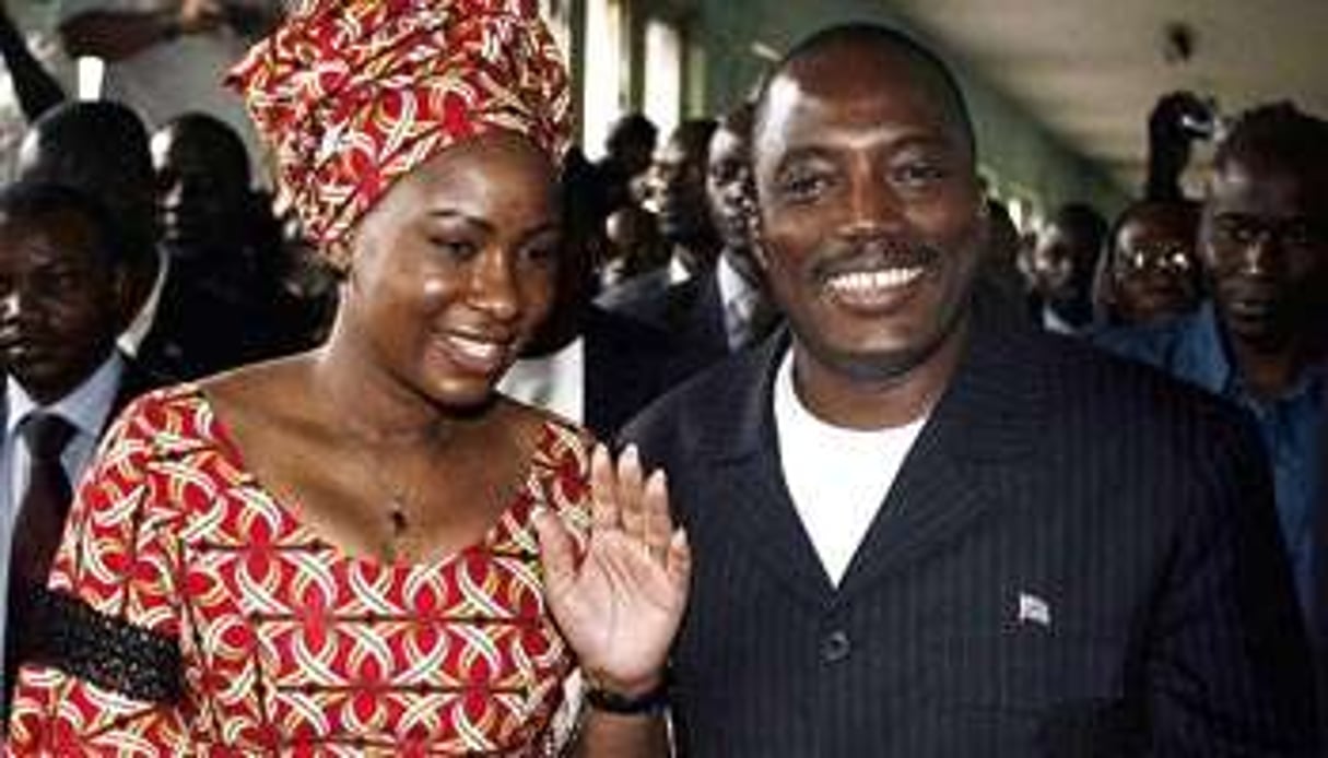 Le président, Joseph Kabila, avec son épouse, Olive Lembe di Sita. © Issouf Sanogo/AFP.