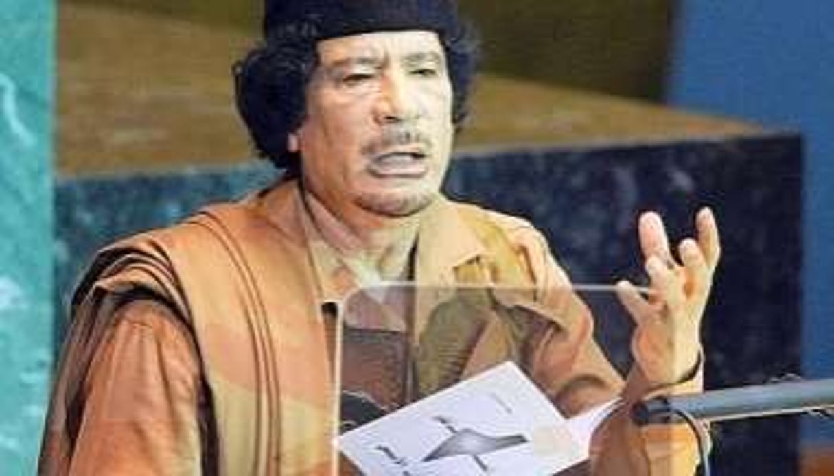 Mouammar Kaddafi devant l’Assemblée générale de l’ONU, en septembre 2009. © AFP