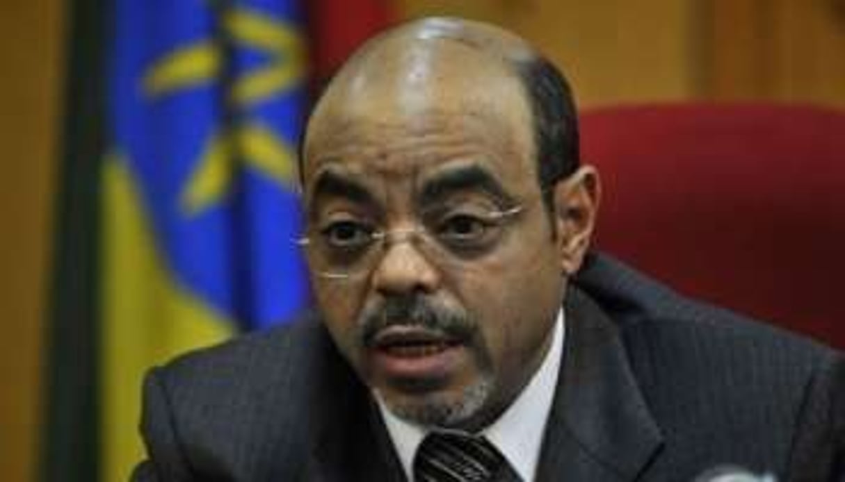 Meles Zenawi donne une conférence de presse le 26 mai 2010 dans son bureau à Addis Abeba. © AFP – Simon Maina.