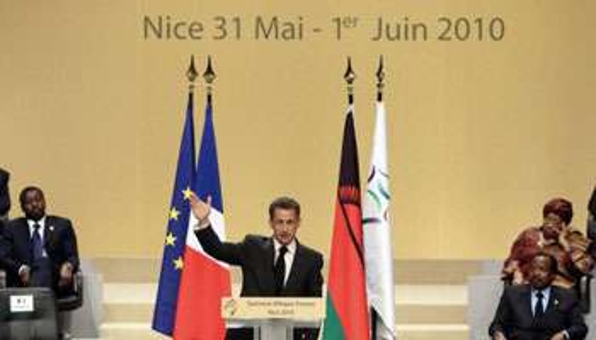Le président français Nicolas Sarkozy au sommet Afrique-France le 1er juin 2010 à Nice. © AFP