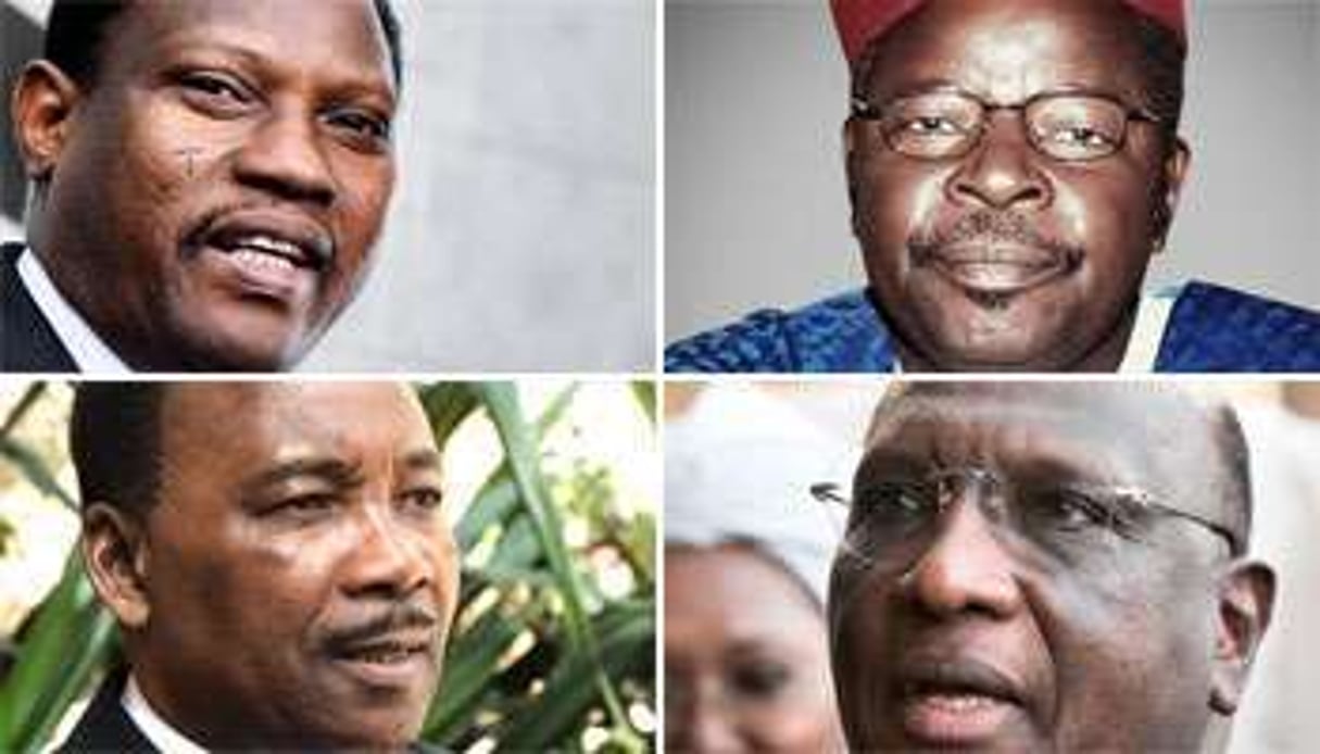 De g. à d. et de h. en b. : H. Amadou, M. Ousmane, M. Issoufou et A. Boubacar Cissé. © APA/Reuters/AFP/Montage J.A.